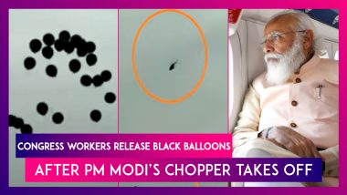 Congress Workers Release Black Balloons At AP’s Vijaywada Airport As PM Modi’s Chopper Takes Off